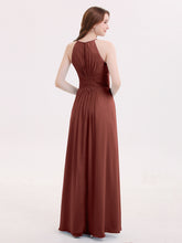 Full Length Chiffon Halter Dresses Terracotta
