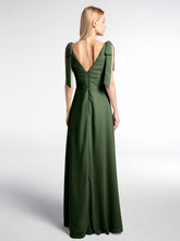Bowed Flat Strap Dress Maxi with Front Slit Olive Green