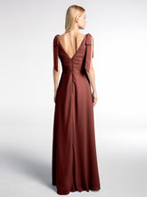 Bowed Flat Strap Dress Maxi with Front Slit Terracotta