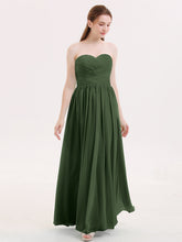 Maxi Chiffon Bridesmaid Dresses with Sweethart Olive Green