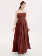 Maxi Chiffon Bridesmaid Dresses with Sweethart Terracotta