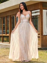 A-line Sparkling Diamond Open-Back Floor-Length Gown Ivory