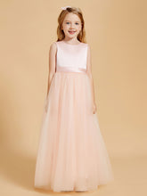 Elegant Floor Length Satin and Tulle Flower Girl Dresses