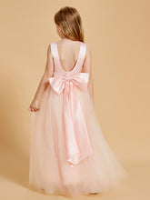 Elegant Floor Length Satin and Tulle Flower Girl Dresses