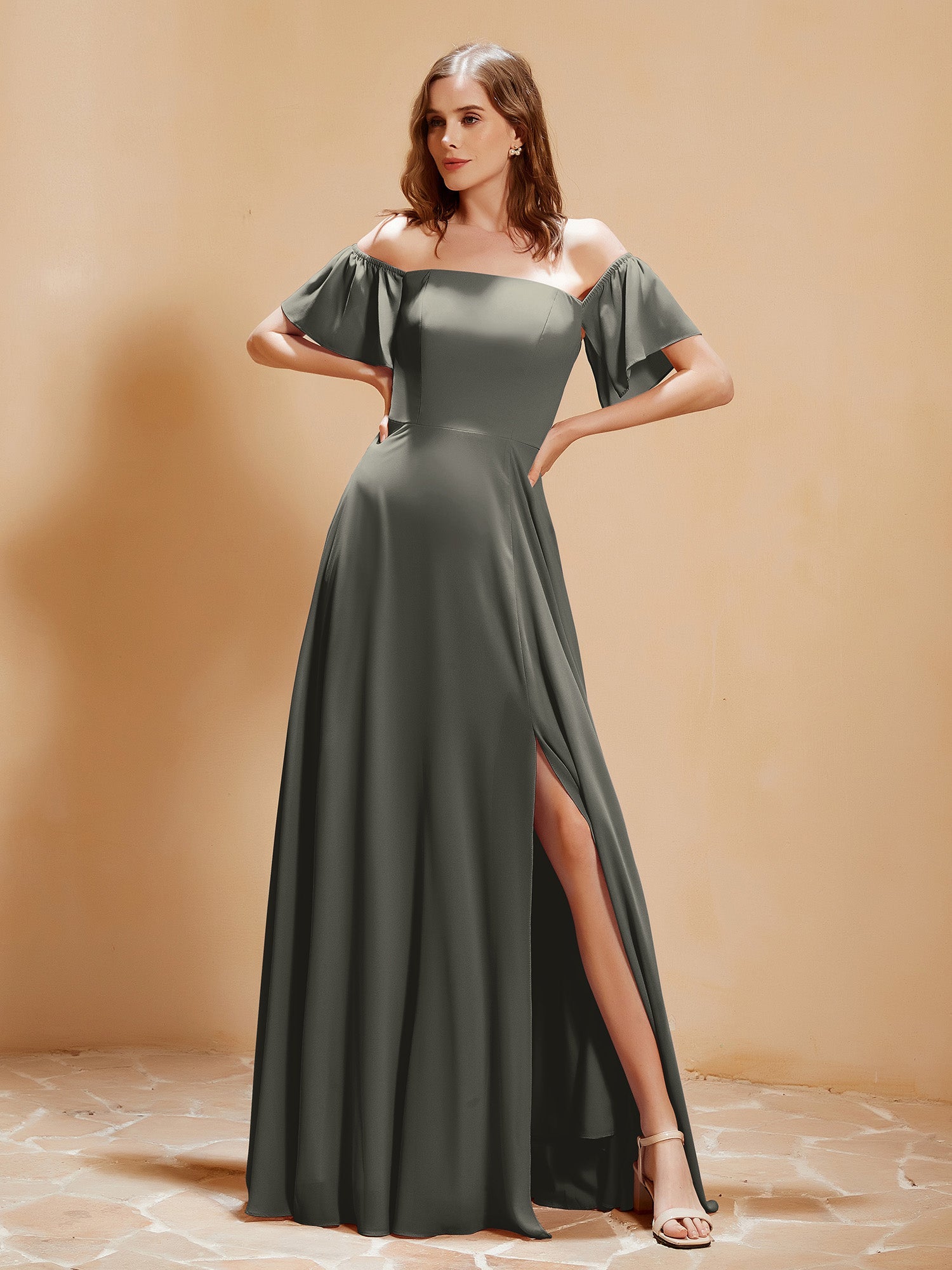 Steel grey 2025 evening gown