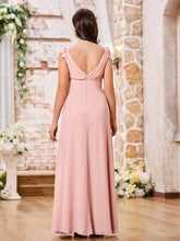 Deep V-neck Chiffon Maternity Dresses with Bows Dusty Rose