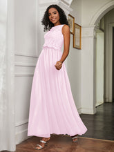 A-Line Jewel Neckline Tulle Dress Blushing Pink