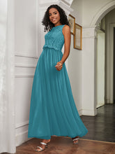 A-Line Jewel Neckline Tulle Dress Jade