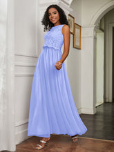 A-Line Jewel Neckline Tulle Dress Lavender