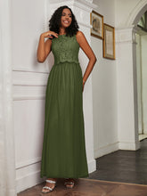 A-Line Jewel Neckline Tulle Dress Olive Green