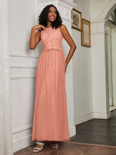 A-Line Jewel Neckline Tulle Dress Papaya