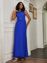 A-Line Jewel Neckline Tulle Dress Royal Blue