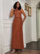 A-Line Jewel Neckline Tulle Dress Rust