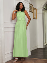 A-Line Jewel Neckline Tulle Dress Sage