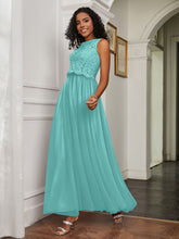 A-Line Jewel Neckline Tulle Dress Spa