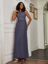 A-Line Jewel Neckline Tulle Dress Stormy