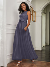 A-Line Jewel Neckline Tulle Dress Stormy
