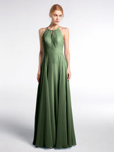 Keyhole Halter Neck Circle Skirt Maxi Dress Olive Green