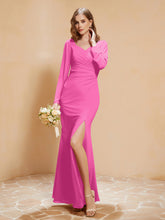 Long Sleeves Mermaid Chiffon Gown with Slit Azalea