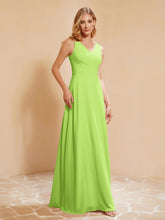 Empire Sleeveless Bridesmaid Gown with Bowknot Lime Green