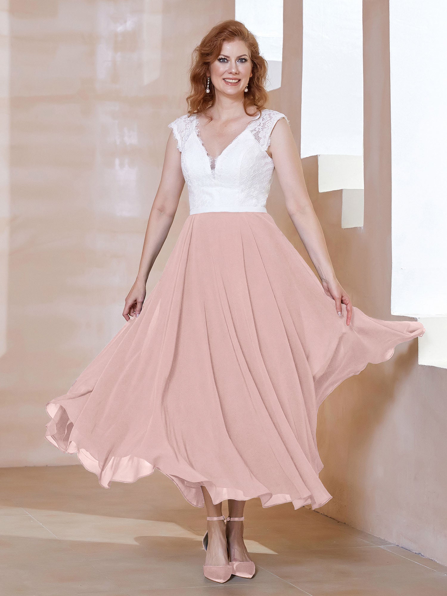 Dusty rose outlet tea length dress