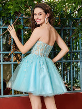 Strapless Transparent Top Pleated Short Dress Spa