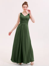 Full Length Chiffon Bridesmaid Dresses Olive Green