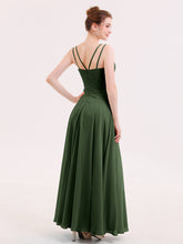 Full Length Chiffon Bridesmaid Dresses Olive Green