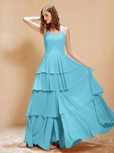 Boho Long Chiffon Gown with Ruffles Pool