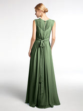 Chiffon FAUX-WRAP Dresses with Bow Olive Green