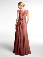 Chiffon FAUX-WRAP Dresses with Bow Terracotta