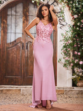 V-neck Sheath Corset Bodice Jersey Long Gowns Dusty Rose