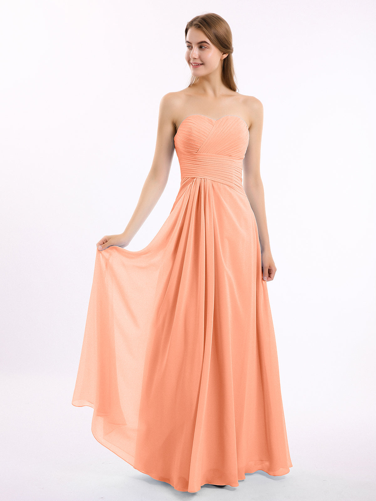 Sweetheart Chiffon Long DressES with Zipper Back Clearance – BABARONI UK