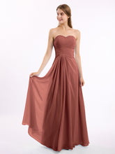 Sweetheart Chiffon Long DressES with Zipper Back Terracotta