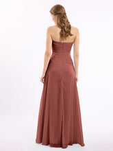 Sweetheart Chiffon Long DressES with Zipper Back Terracotta