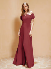 Half Sleeves Long Gown with Slit Burgundy