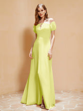 Half Sleeves Long Gown with Slit Daffodil