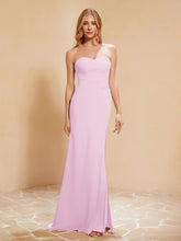 Strapless Long Sheath Chiffon Gown with Slit Blushing Pink