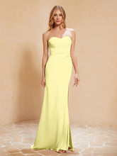 Strapless Long Sheath Chiffon Gown with Slit Daffodil