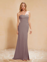 Strapless Long Sheath Chiffon Gown with Slit Dusk