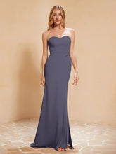 Strapless Long Sheath Chiffon Gown with Slit Stormy