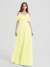 V-neck Chiffon Bridesmaid Dress with Ruffles Daffodil