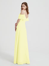 V-neck Chiffon Bridesmaid Dress with Ruffles Daffodil