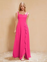 Sleeveless Bridesmaid Gown with Ruffles Fuchsia