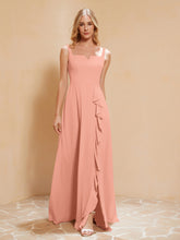 Sleeveless Bridesmaid Gown with Ruffles Papaya