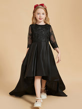 Scoop Neck Long Sleeve Asymmetrical Flower Girl Dress