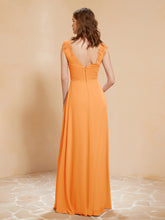 Lace Applique Top Long Bridesmaid Gown Orange