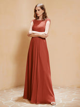 Lace Applique Top Long Bridesmaid Gown Rust