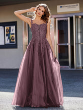 A-line Square Floor length Tulle Prom Dresses Cabernet