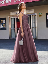 A-line Square Floor length Tulle Prom Dresses Cabernet